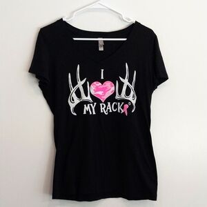 624 next level I love my rack black v-neck t-shirt